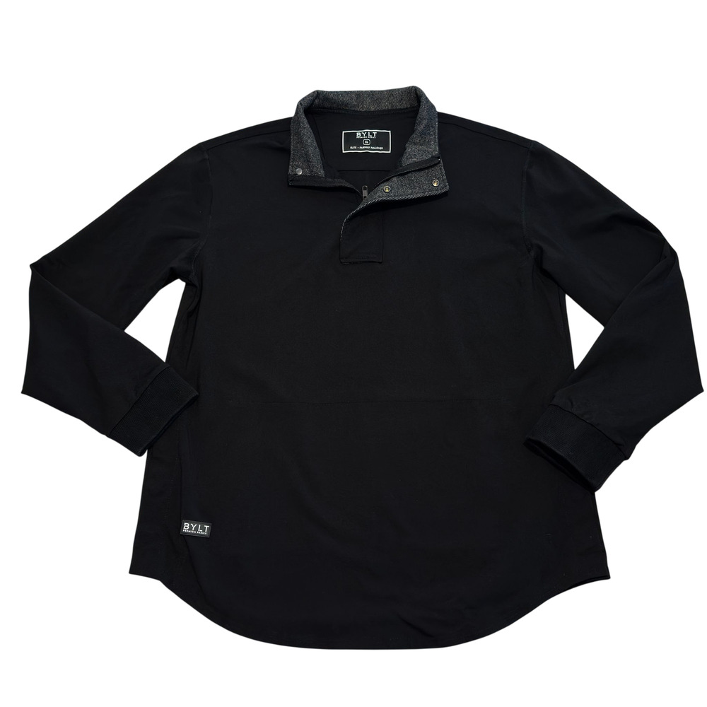 BYLT Elite+ Fairway 1/4 Zip Golf Pullover Mens XL Black Magnet Sides Office Trip